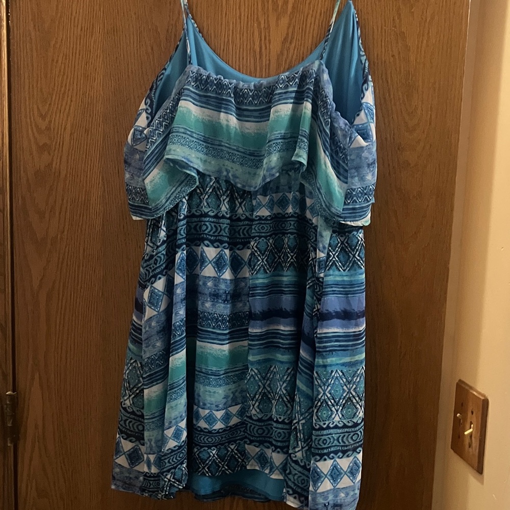Deb Blue Aztec Patterned Sleeveless Mini Dress Woman’s XL - Picture 3 of 4